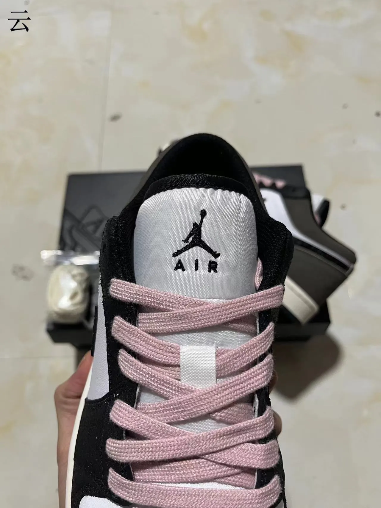 Nike Air Jordan 1 Low Black White Gray Pink Lifestyle Sneakers 4