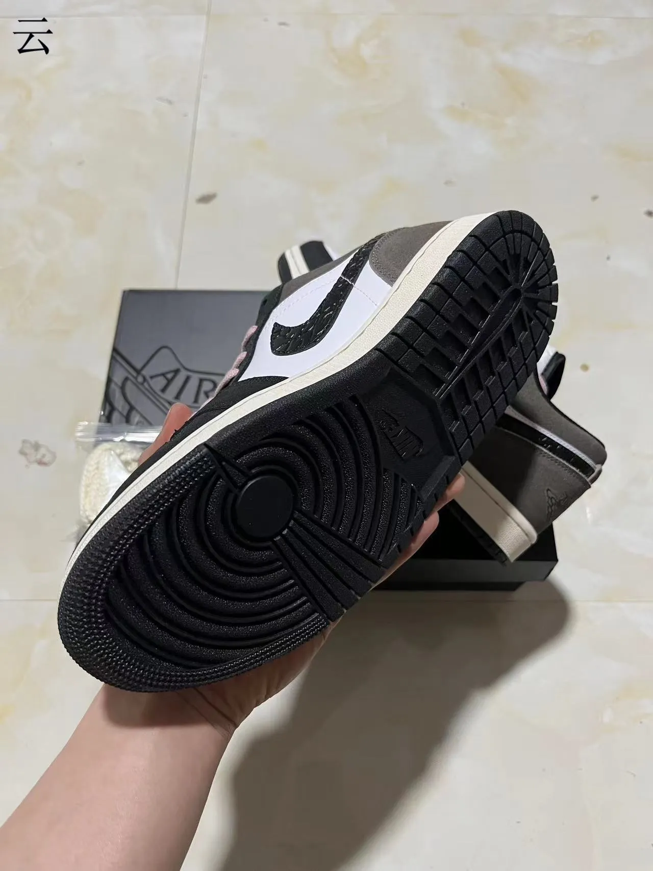 Nike Air Jordan 1 Low Black White Gray Pink Lifestyle Sneakers 6