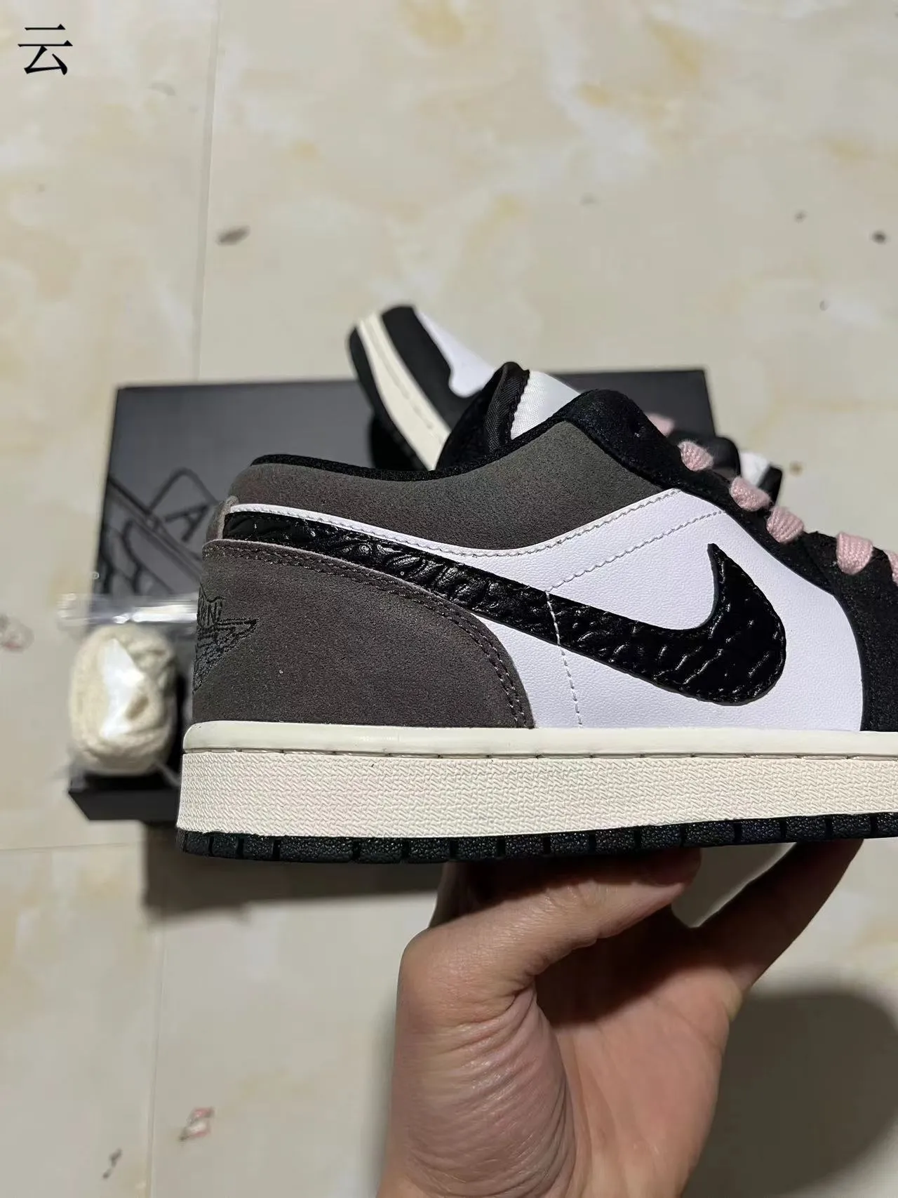 Nike Air Jordan 1 Low Black White Gray Pink Lifestyle Sneakers 7