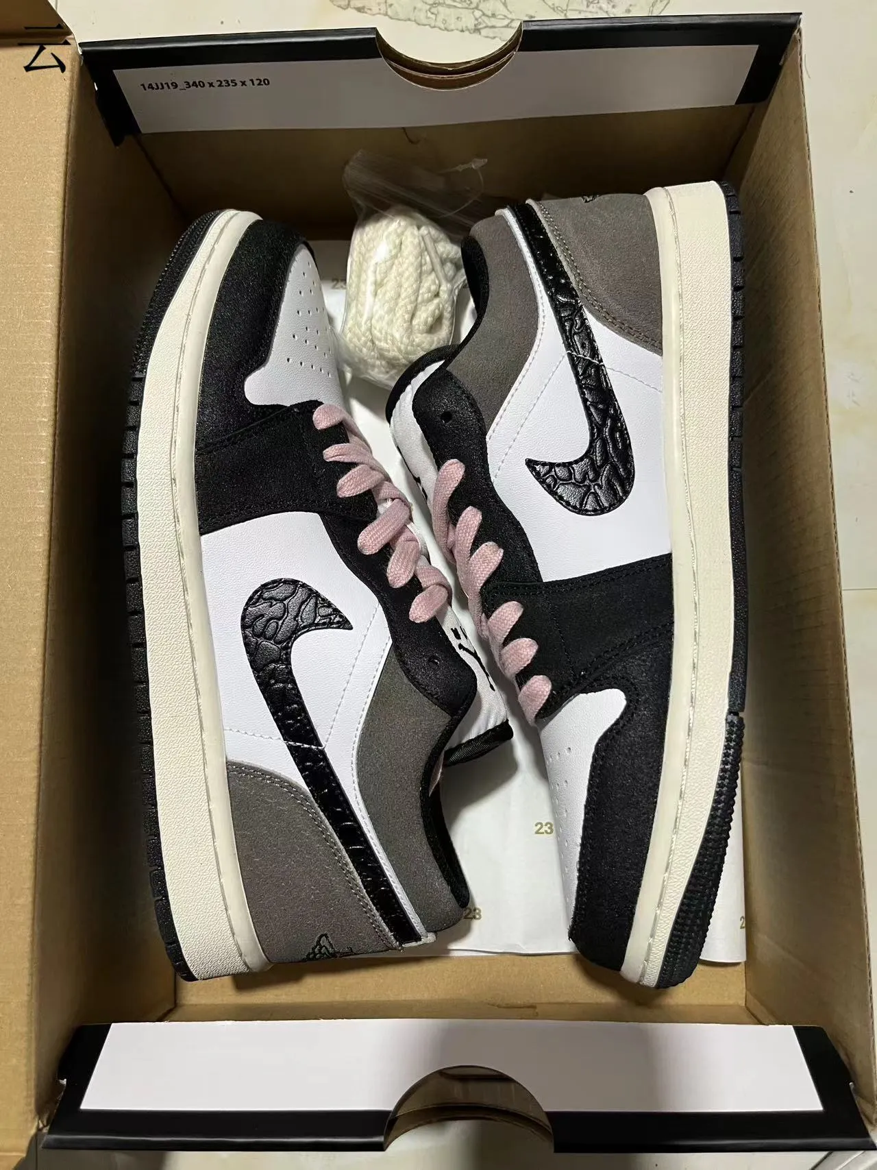 Nike Air Jordan 1 Low Black White Gray Pink Lifestyle Sneakers 11
