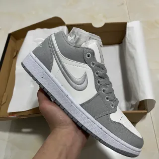 Nike Air Jordan 1 Low Gray and White Lifestyle Sneakers