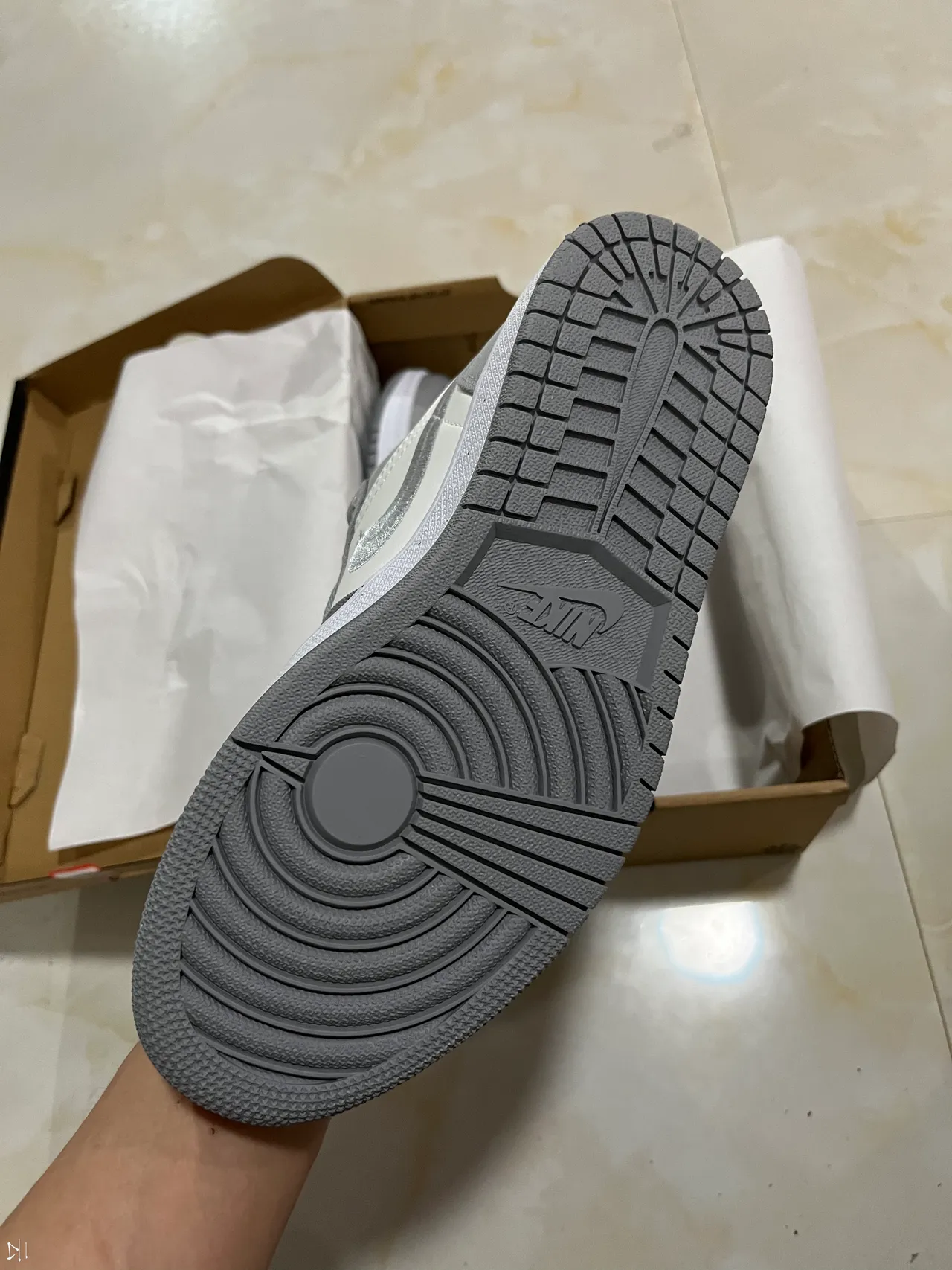 Nike Air Jordan 1 Low Gray and White Lifestyle Sneakers 5