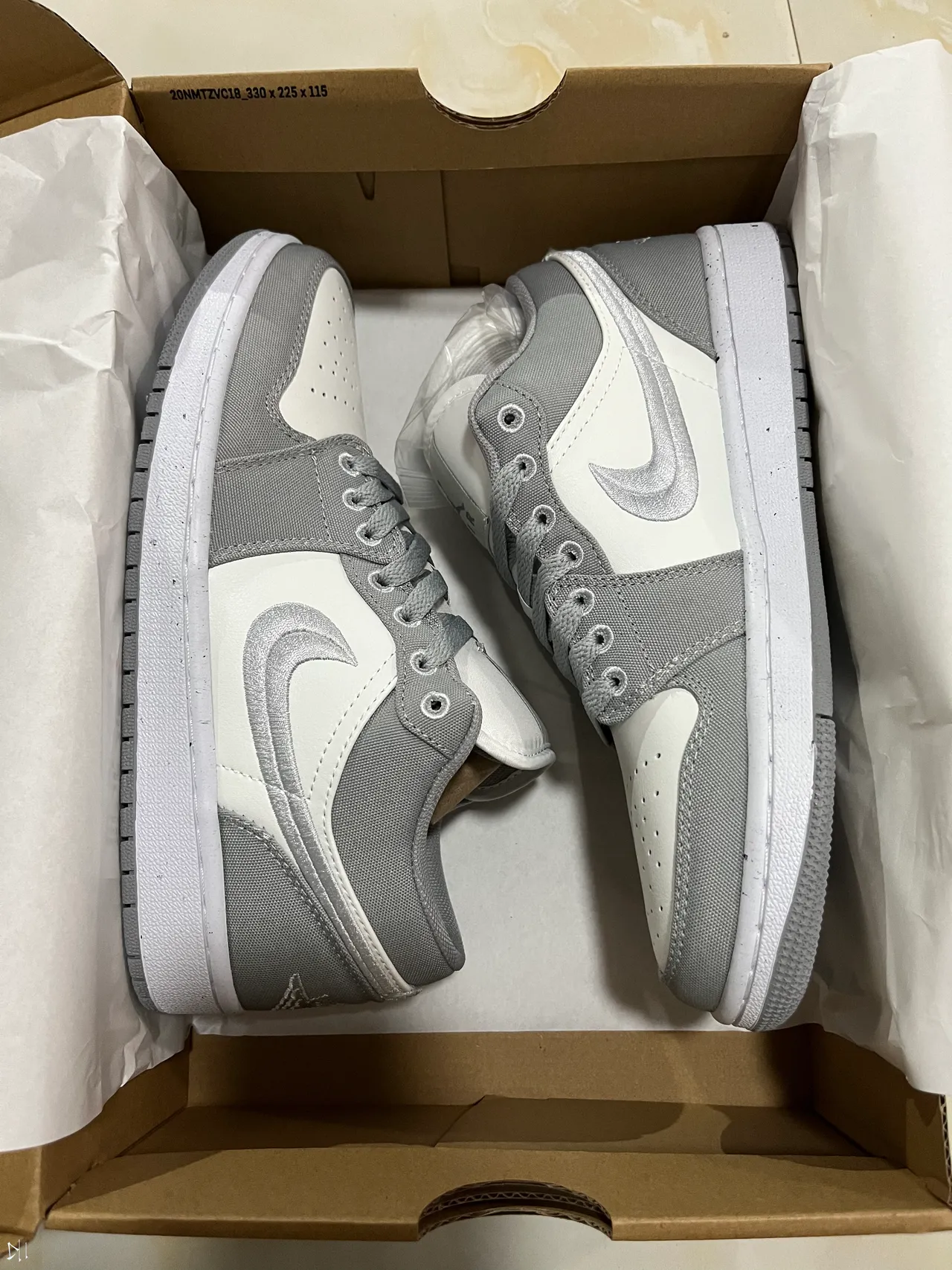 Nike Air Jordan 1 Low Gray and White Lifestyle Sneakers 6