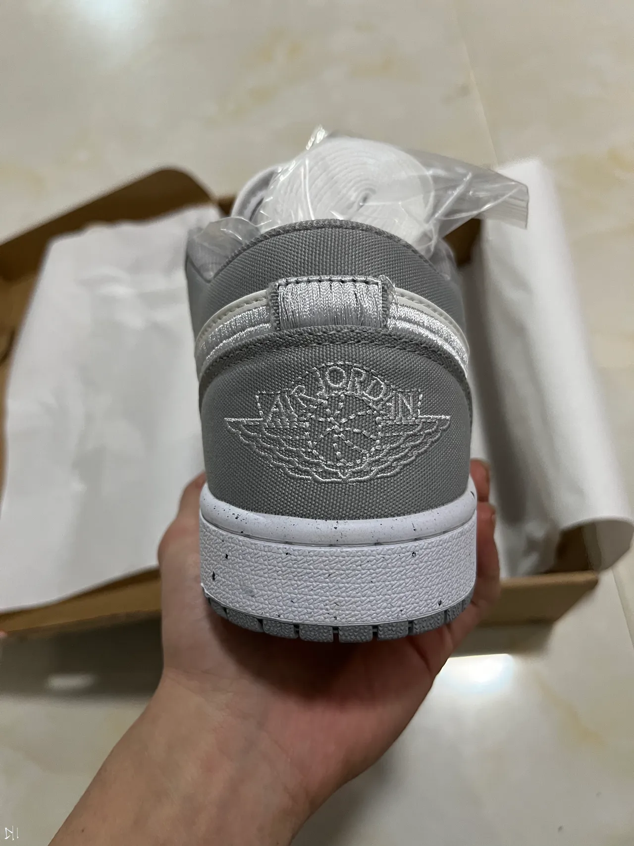 Nike Air Jordan 1 Low Gray and White Lifestyle Sneakers 7
