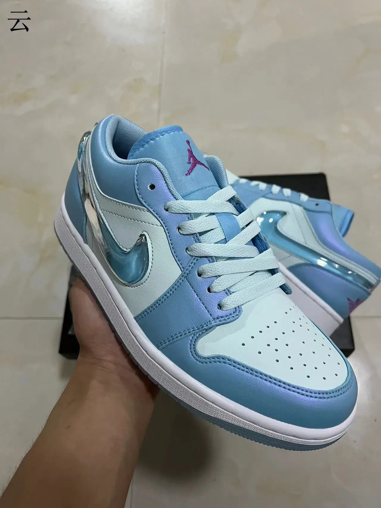 Nike Air Jordan 1 Low Iridescent Sky Blue Lifestyle Sneakers 2