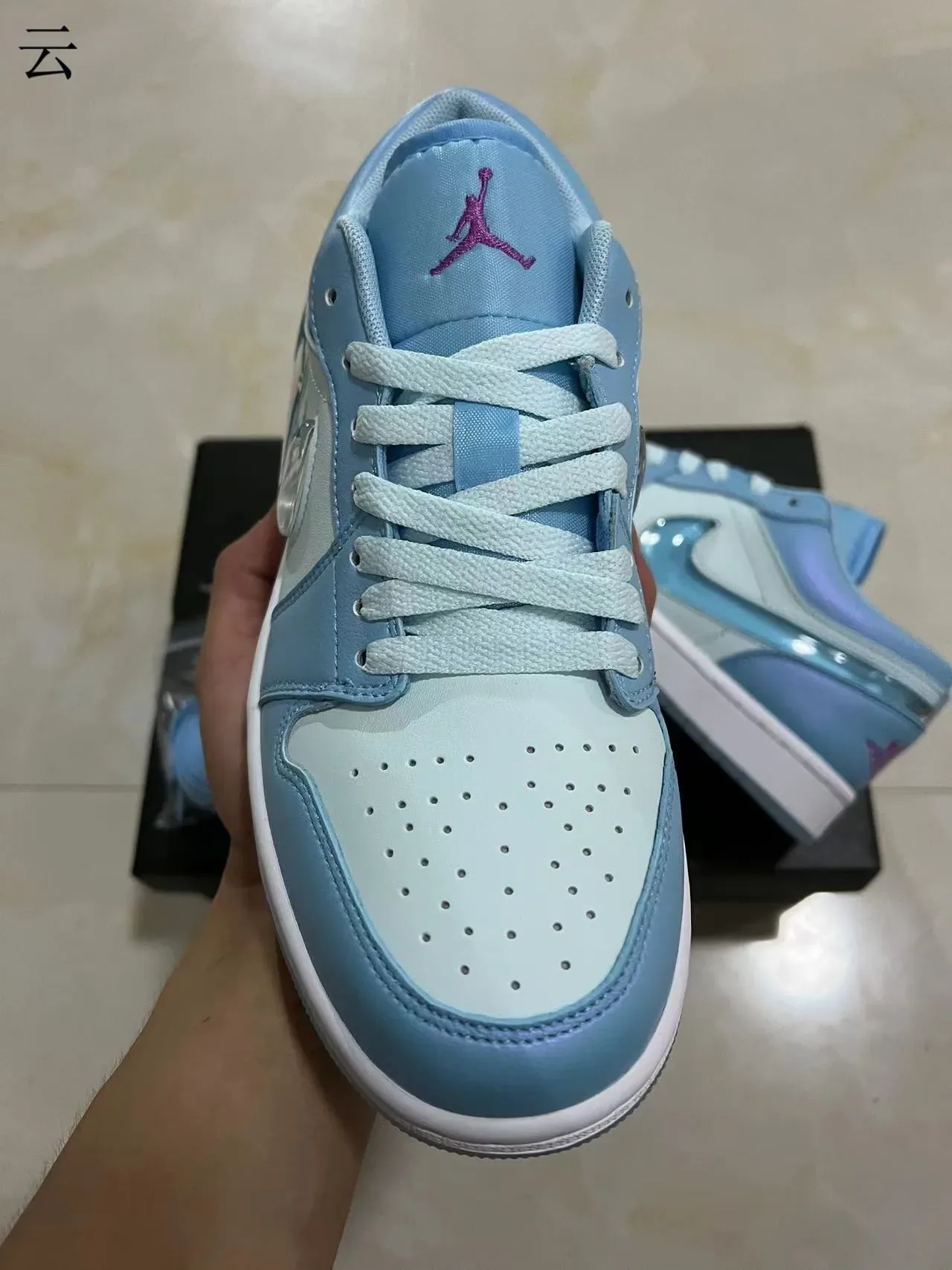 Nike Air Jordan 1 Low Iridescent Sky Blue Lifestyle Sneakers 3