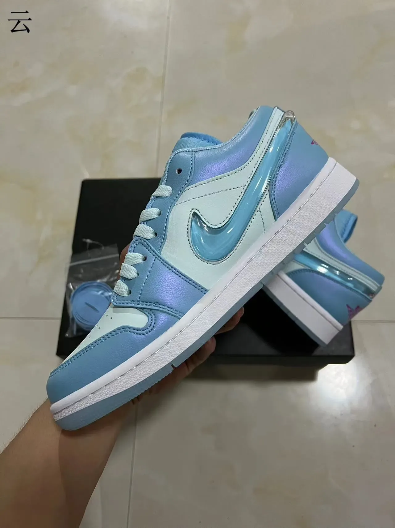 Nike Air Jordan 1 Low Iridescent Sky Blue Lifestyle Sneakers 5