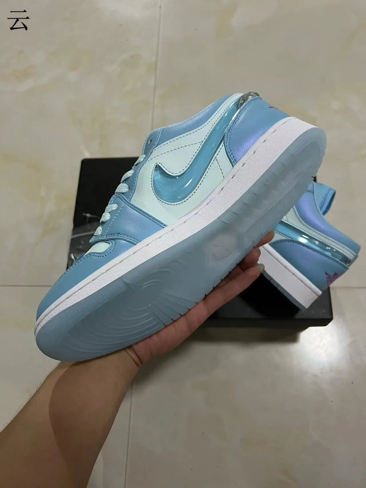 Nike Air Jordan 1 Low Iridescent Sky Blue Lifestyle Sneakers 6