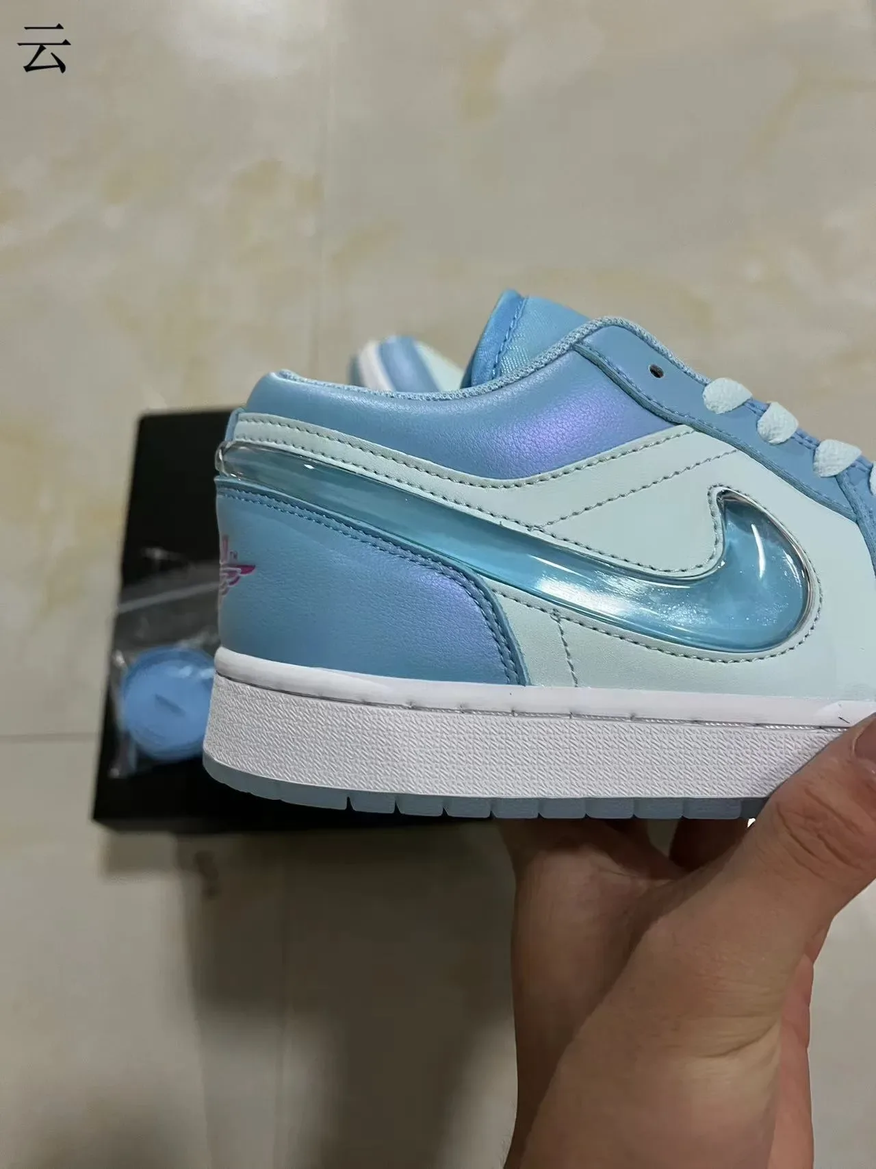 Nike Air Jordan 1 Low Iridescent Sky Blue Lifestyle Sneakers 7