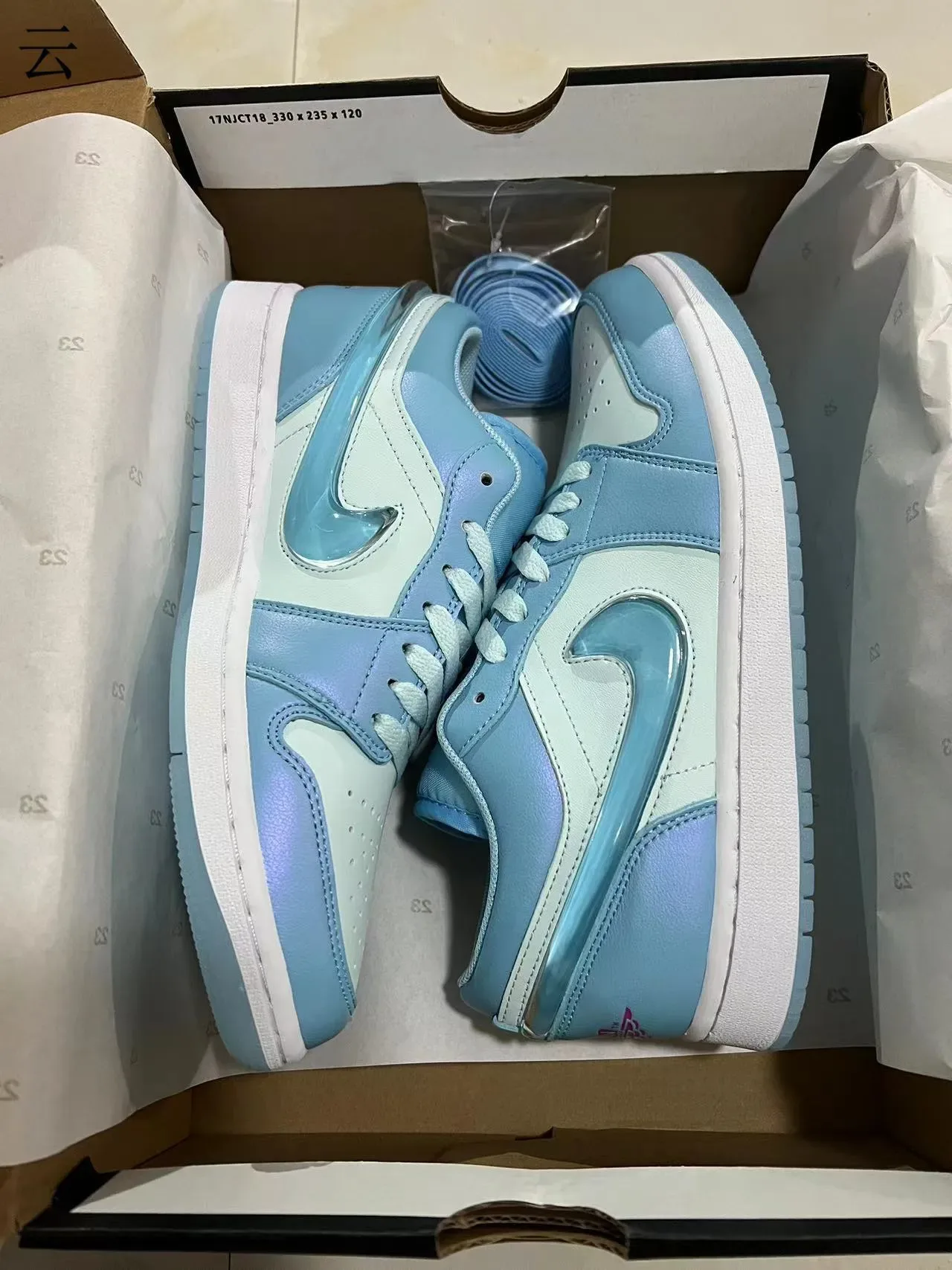 Nike Air Jordan 1 Low Iridescent Sky Blue Lifestyle Sneakers 9