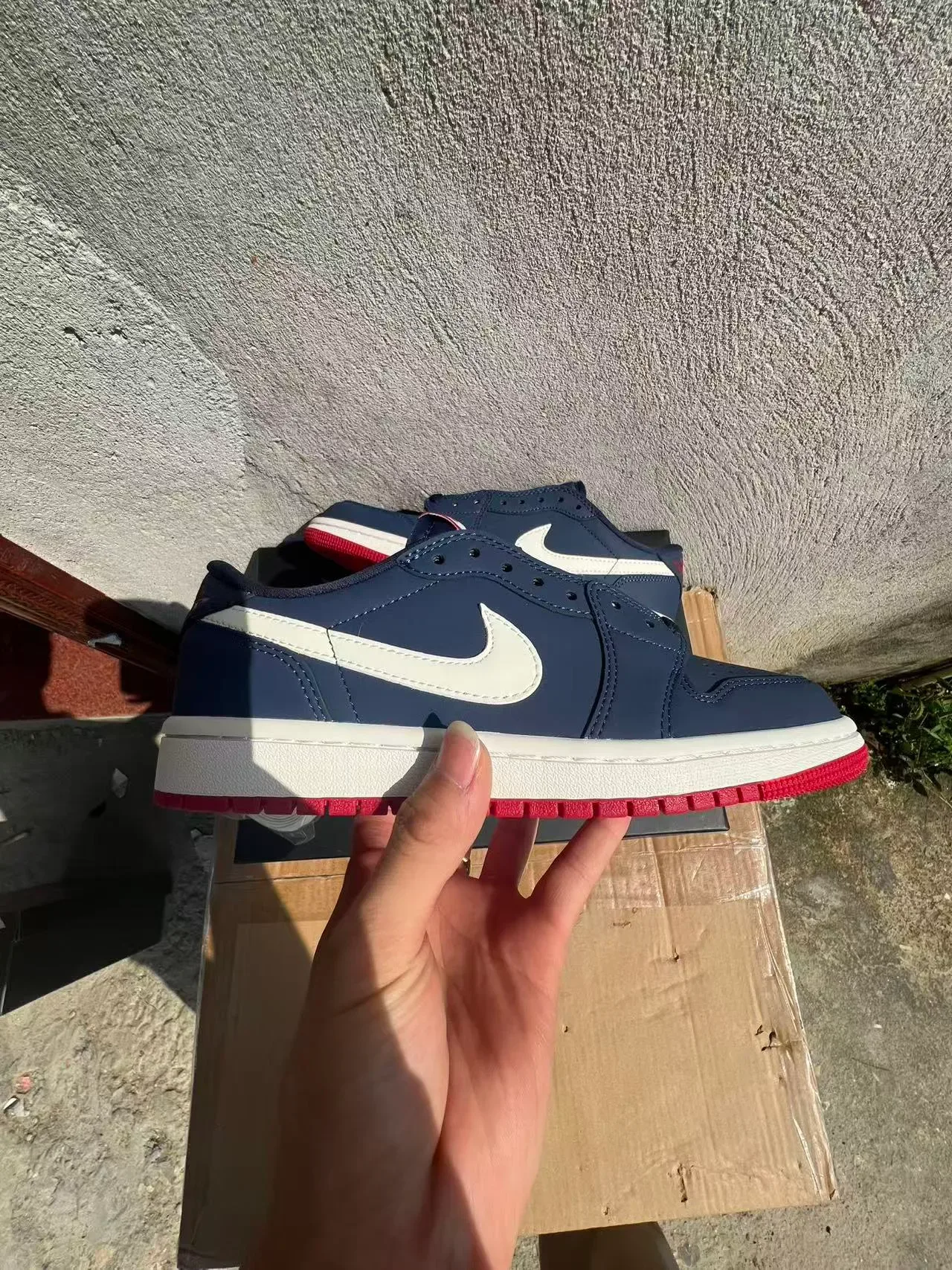 Nike Air Jordan 1 Low Navy White Red Lifestyle Sneakers 7
