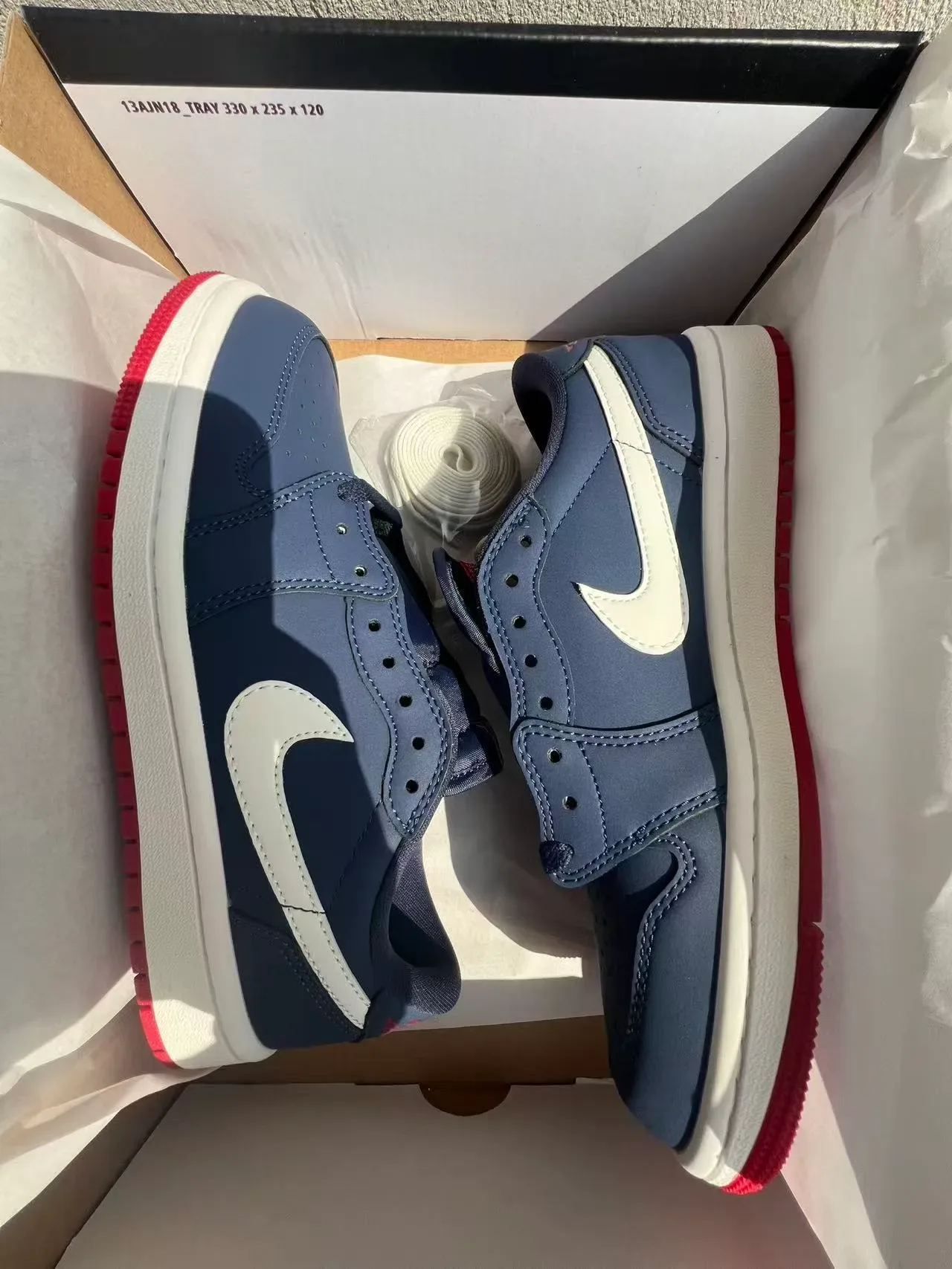 Nike Air Jordan 1 Low Navy White Red Lifestyle Sneakers 9