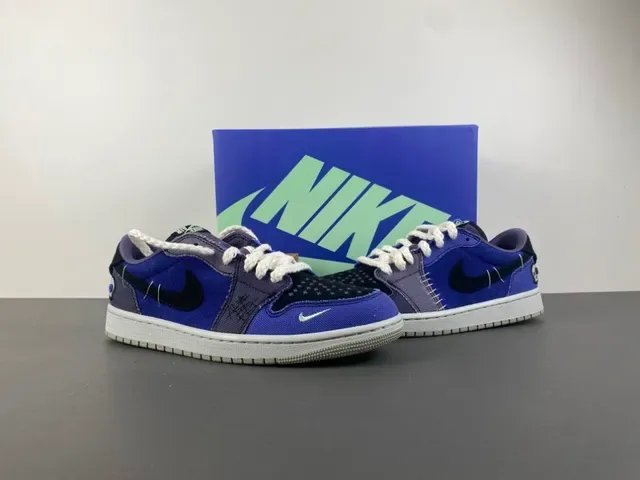 Nike Air Jordan 1 Low Patchwork Blue Purple Lifestyle Sneakers 12