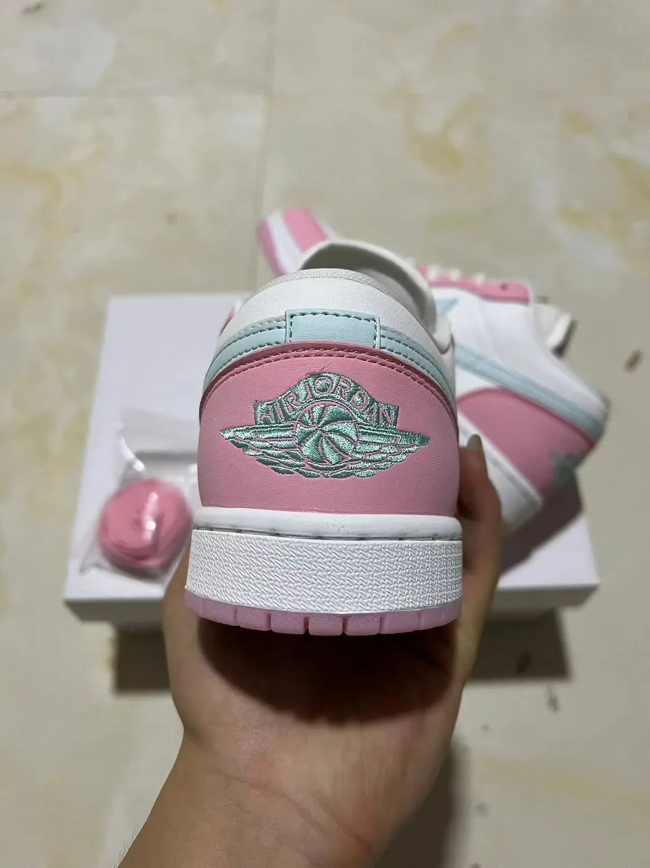 Nike Air Jordan 1 Low Pink and Light Blue Lifestyle Sneakers 8