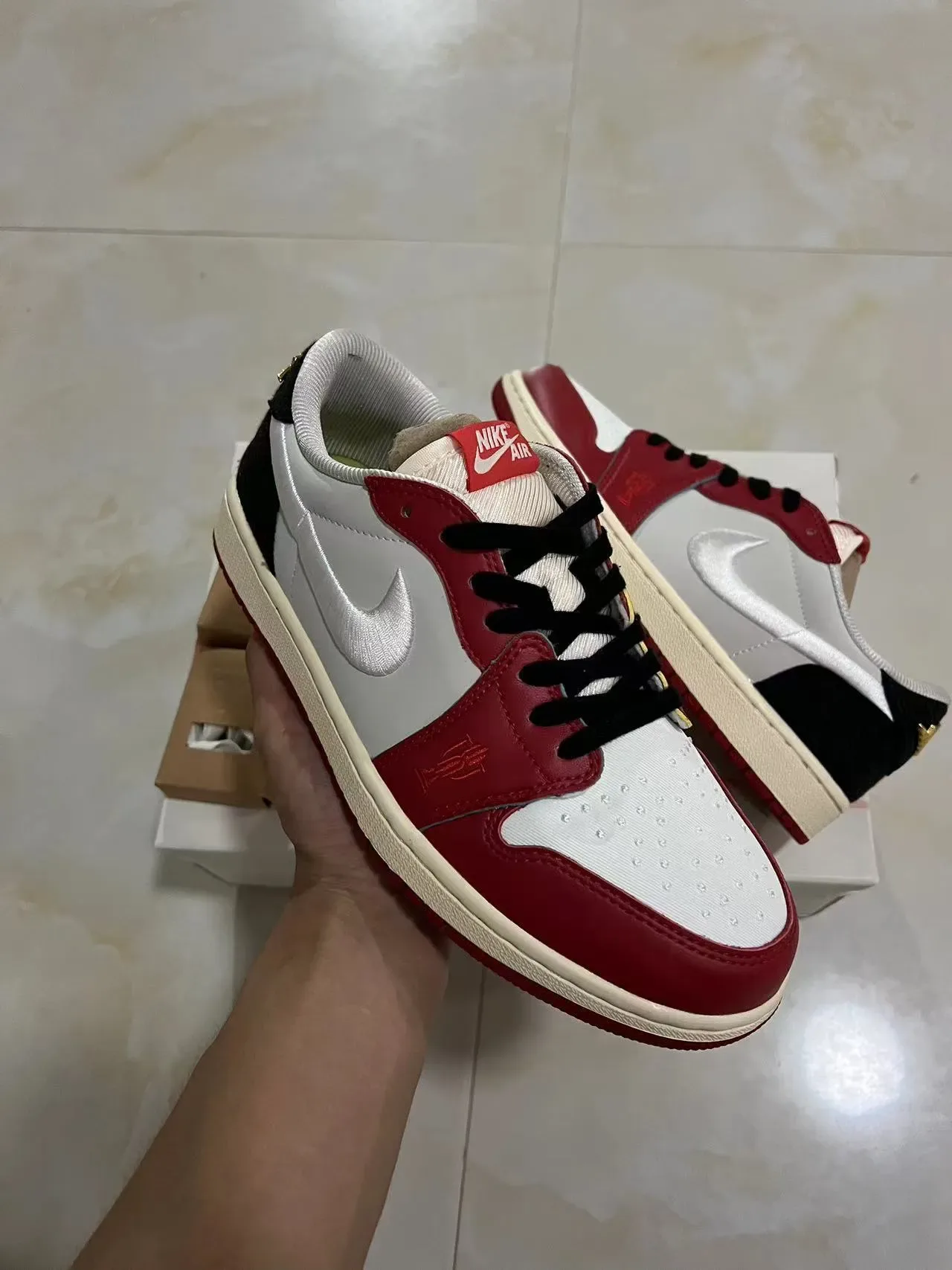 Nike Air Jordan 1 Low Red White Black Lifestyle Sneakers 2