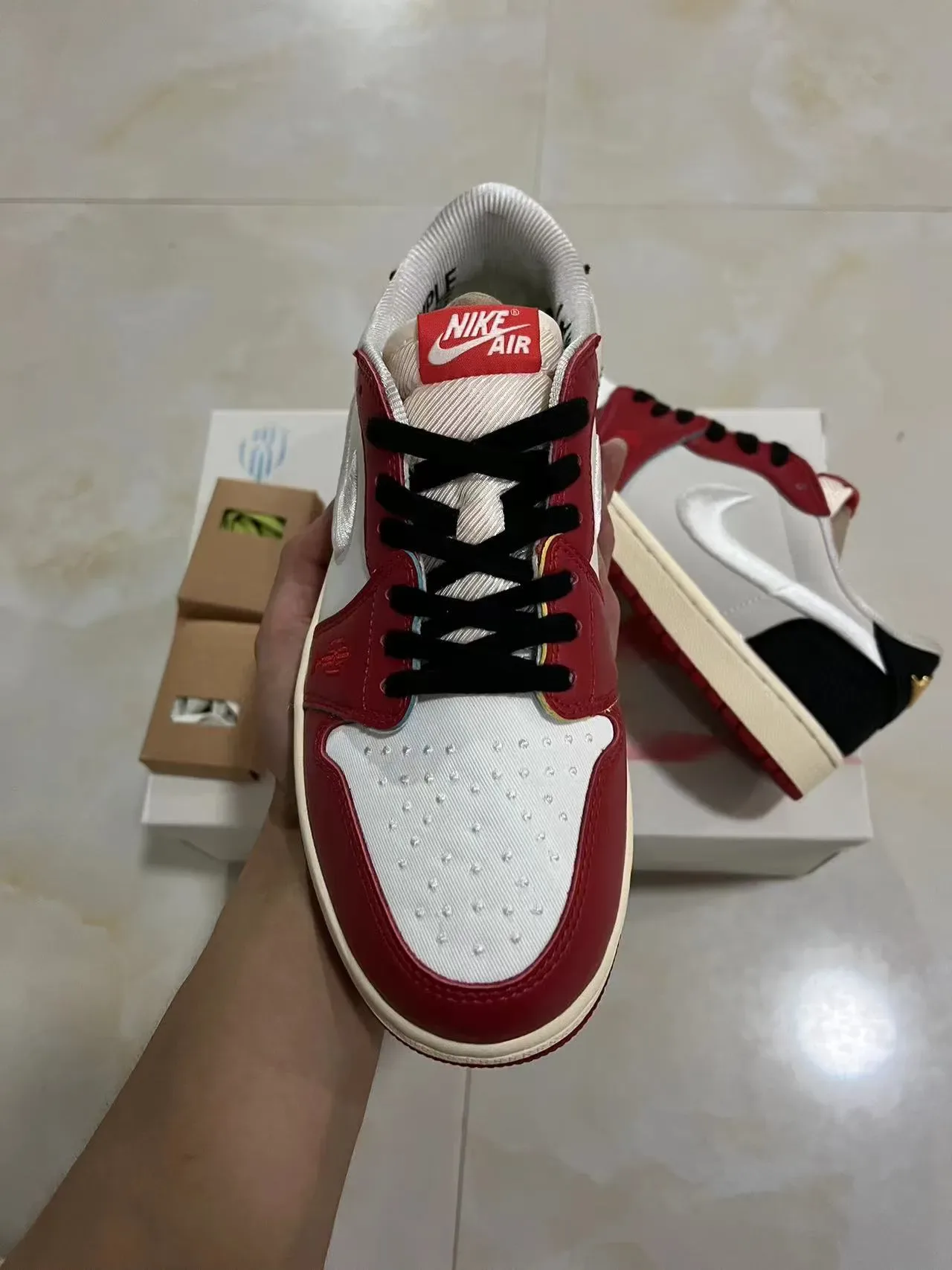 Nike Air Jordan 1 Low Red White Black Lifestyle Sneakers 3