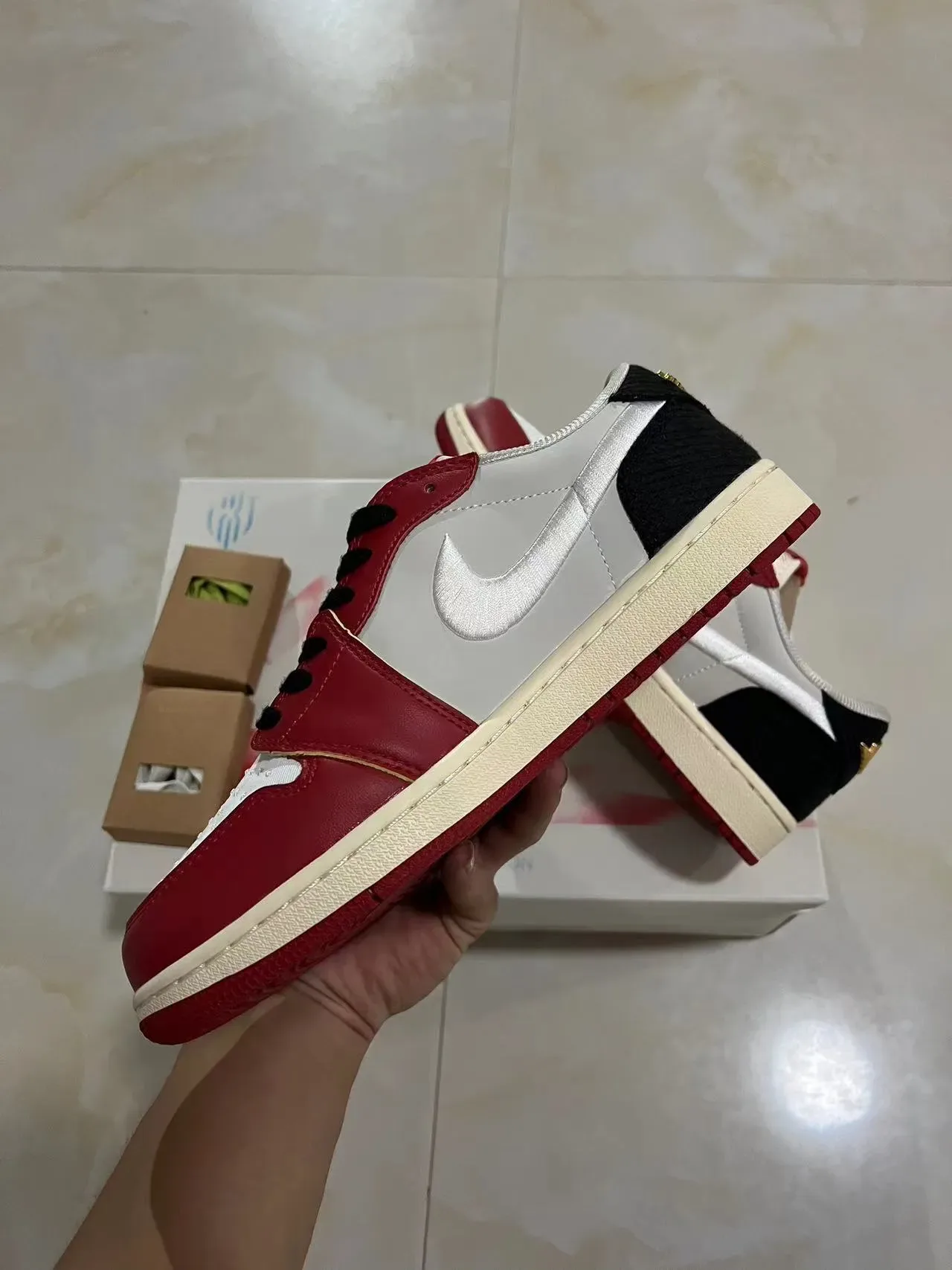 Nike Air Jordan 1 Low Red White Black Lifestyle Sneakers 5