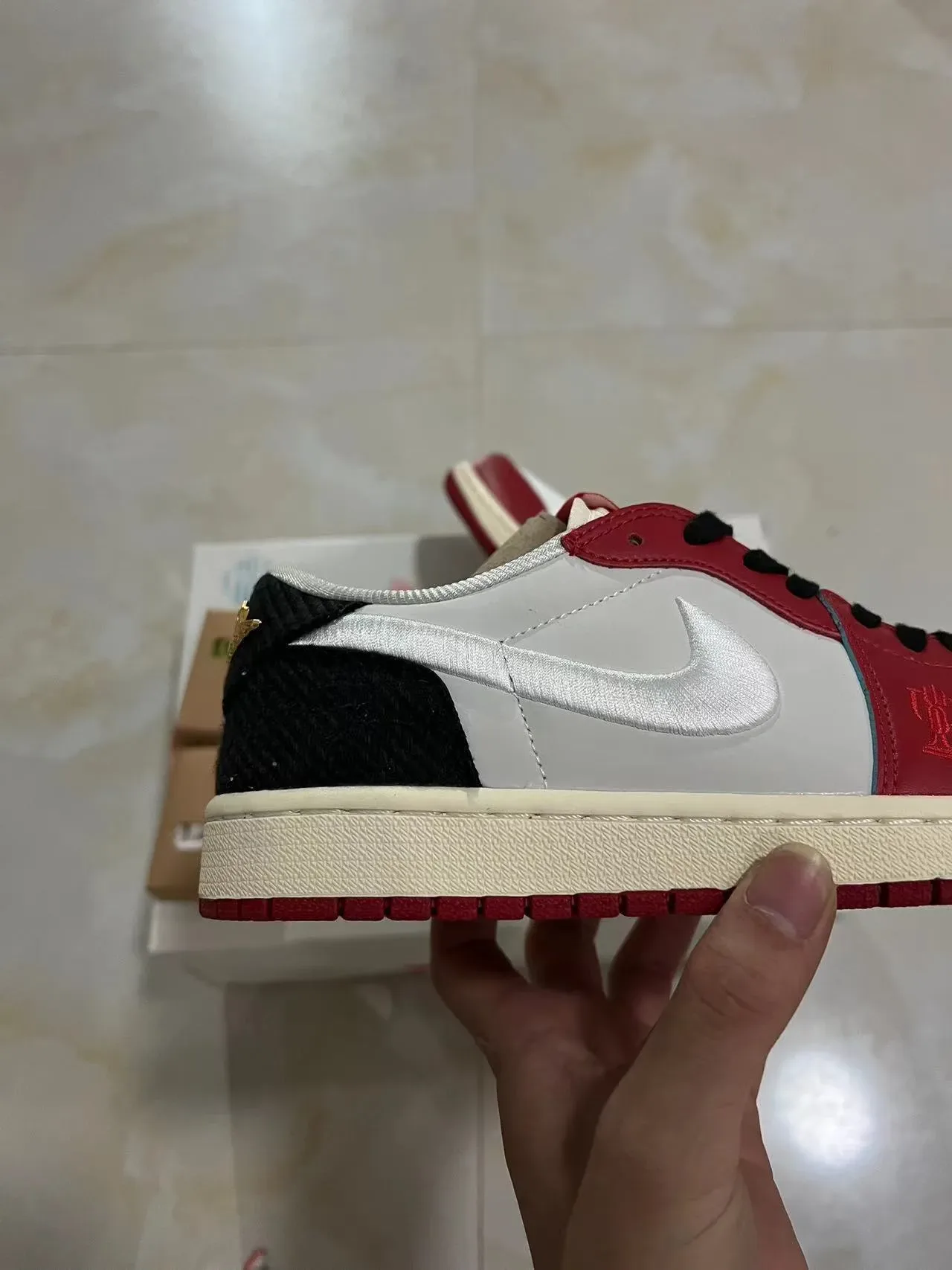 Nike Air Jordan 1 Low Red White Black Lifestyle Sneakers 7