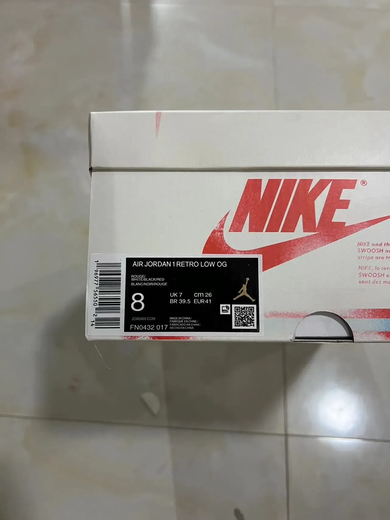 Nike Air Jordan 1 Low Red White Black Lifestyle Sneakers 10