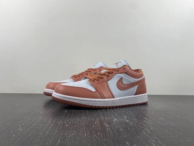 Nike Air Jordan 1 Low Rose Brown and White Lifestyle Sneakers 2