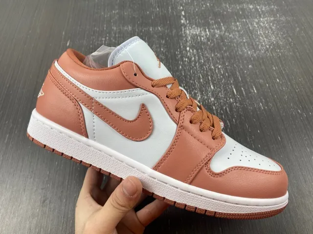 Nike Air Jordan 1 Low Rose Brown and White Lifestyle Sneakers 4