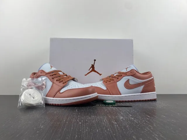 Nike Air Jordan 1 Low Rose Brown and White Lifestyle Sneakers 13