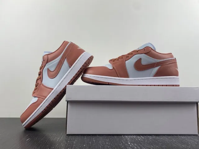 Nike Air Jordan 1 Low Rose Brown and White Lifestyle Sneakers 14