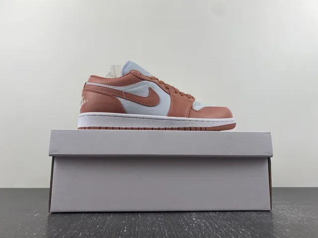 Nike Air Jordan 1 Low Rose Brown and White Lifestyle Sneakers 16
