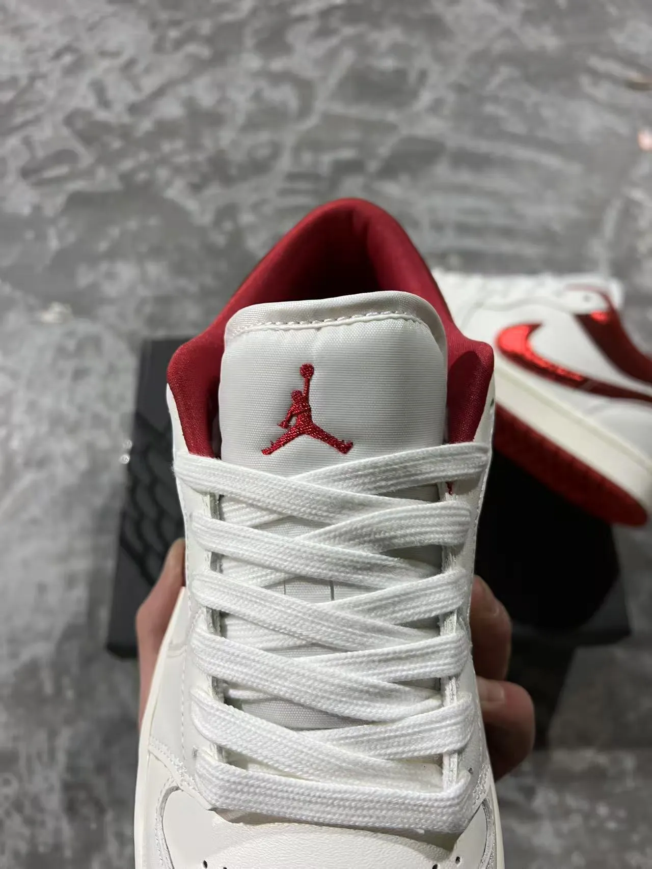 Nike Air Jordan 1 Low White and Red Glitter Lifestyle Sneakers 4