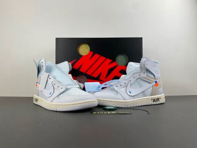 Nike Air Jordan 1 Off-White The Ten Chaussures de basketball gris clair 12