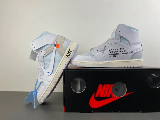 Nike Air Jordan 1 Off-White The Ten Chaussures de basketball gris clair 14