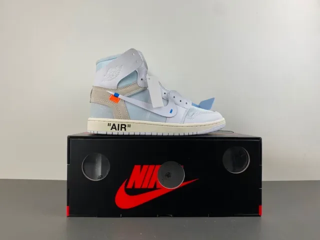 Nike Air Jordan 1 Off-White The Ten Chaussures de basketball gris clair 15