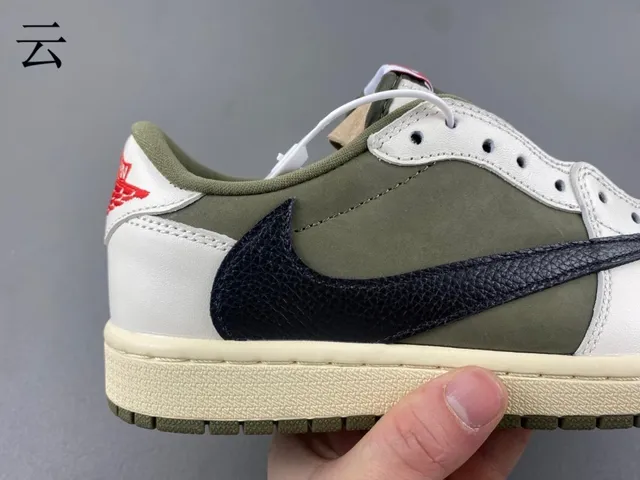 Nike Air Jordan 1 Olive Green White Black Lifestyle Sneakers 3