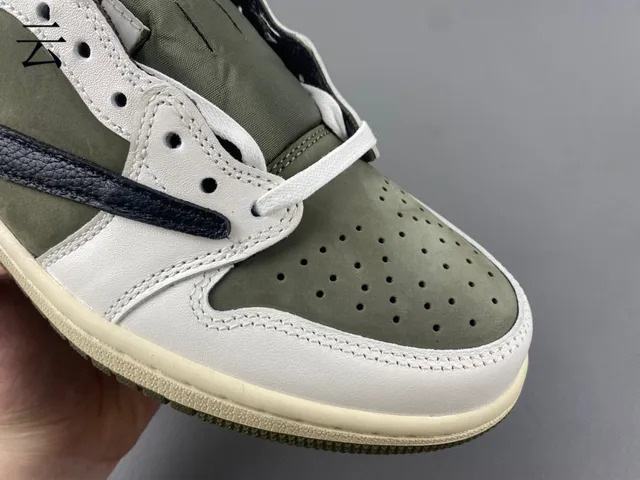 Nike Air Jordan 1 Olive Green White Black Lifestyle Sneakers 4