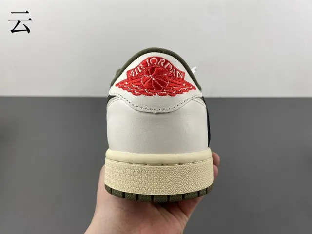 Nike Air Jordan 1 Olive Green White Black Lifestyle Sneakers 5
