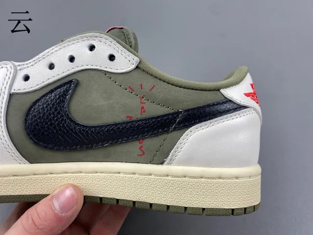 Nike Air Jordan 1 Olive Green White Black Lifestyle Sneakers 11