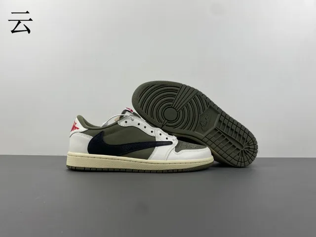 Nike Air Jordan 1 Olive Green White Black Lifestyle Sneakers 13