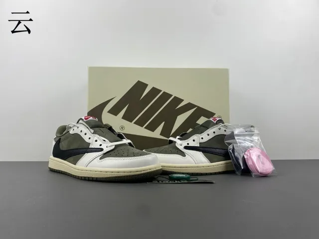 Nike Air Jordan 1 Olive Green White Black Lifestyle Sneakers 14
