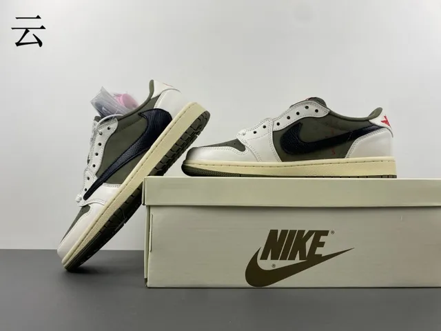 Nike Air Jordan 1 Olive Green White Black Lifestyle Sneakers 15