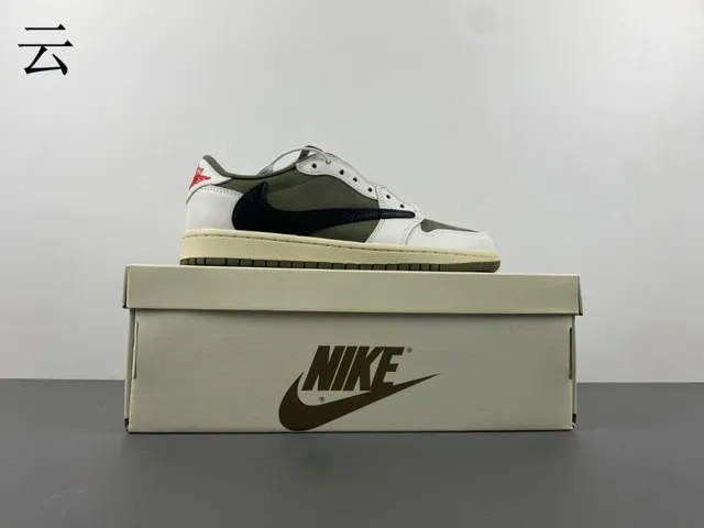 Nike Air Jordan 1 Olive Green White Black Lifestyle Sneakers 16