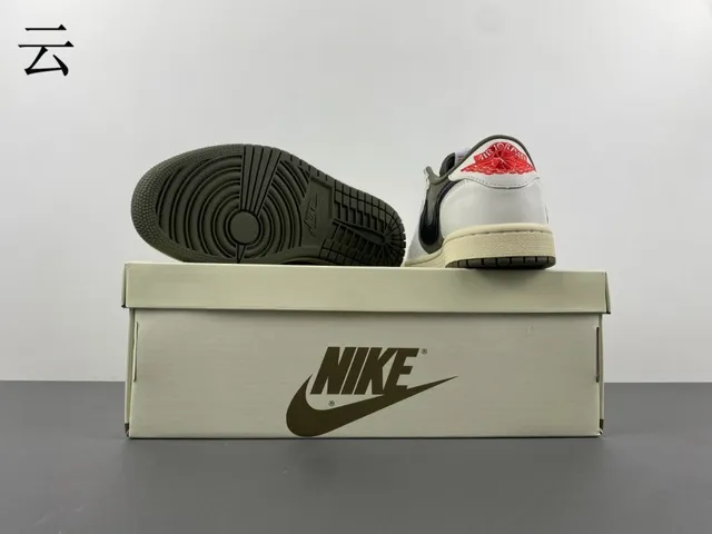 Nike Air Jordan 1 Olive Green White Black Lifestyle Sneakers 17