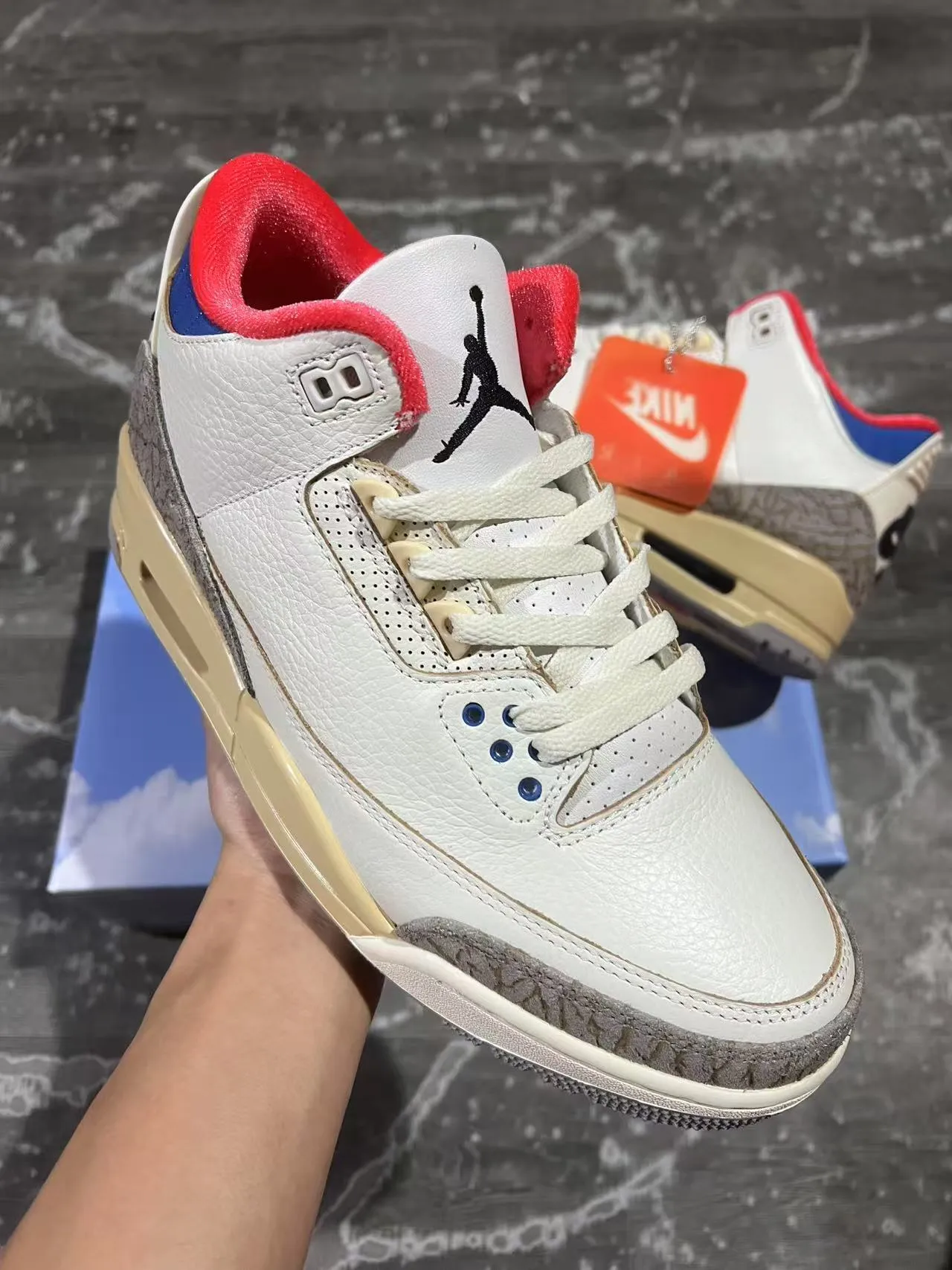 Nike Air Jordan 3 White Beige Elephant Print Basketball Shoes 2