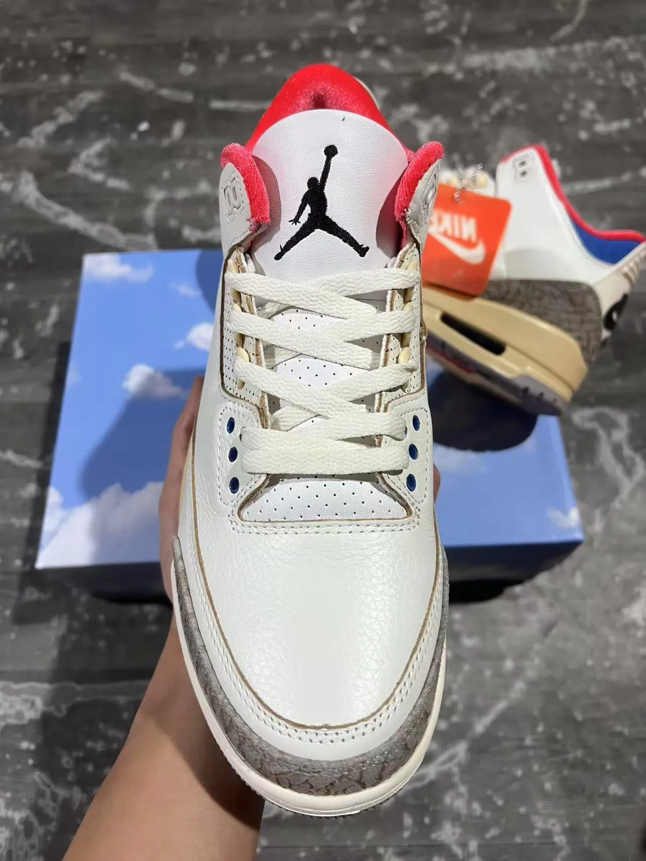 Nike Air Jordan 3 White Beige Elephant Print Basketball Shoes 3
