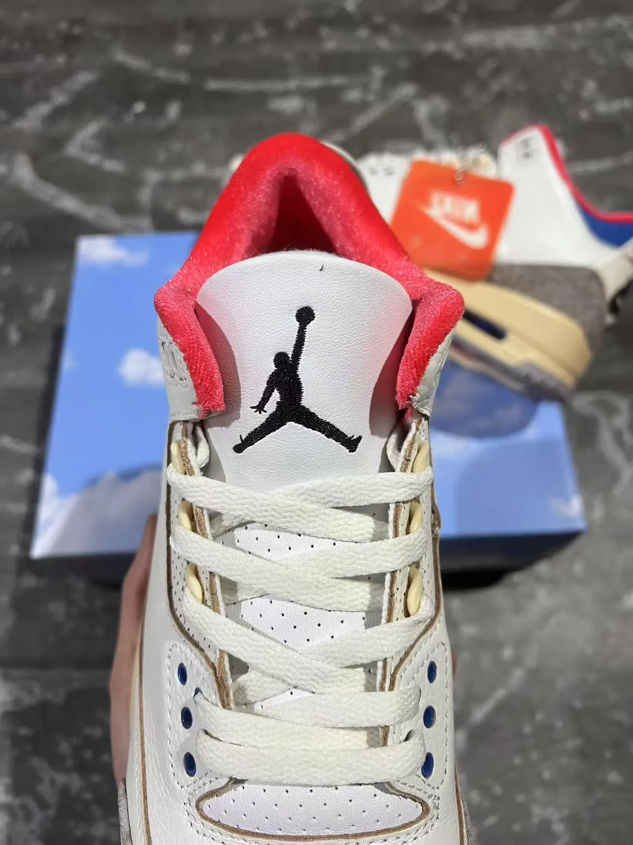 Nike Air Jordan 3 White Beige Elephant Print Basketball Shoes 4