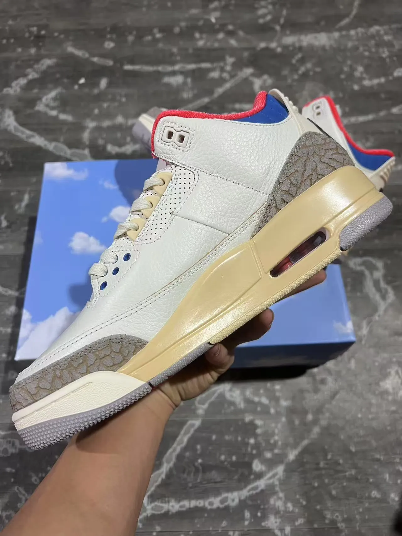 Nike Air Jordan 3 White Beige Elephant Print Basketball Shoes 5