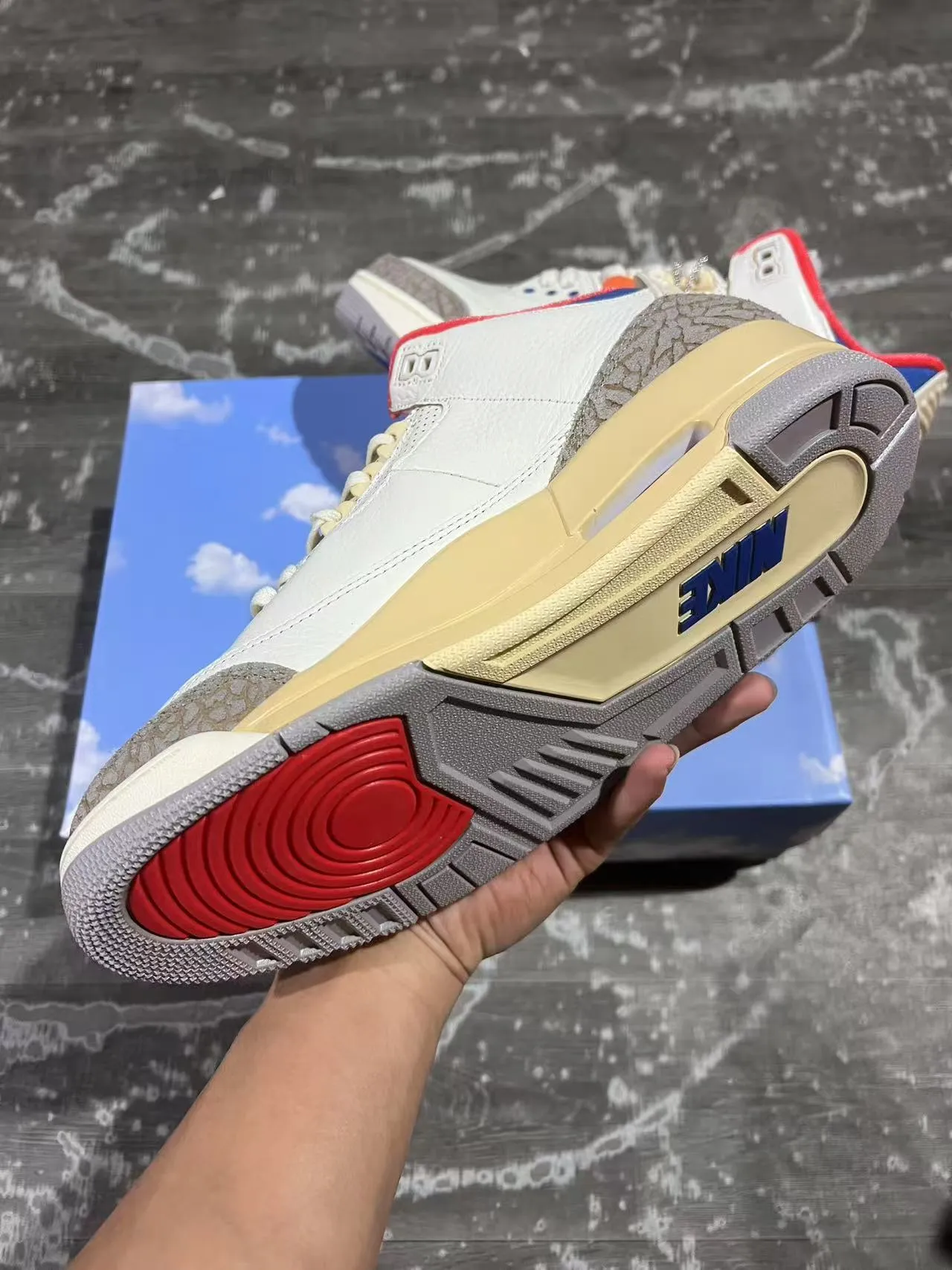 Nike Air Jordan 3 White Beige Elephant Print Basketball Shoes 6