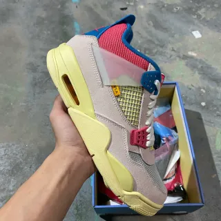 Nike Air Jordan 4 Beige Yellow Red Blue Lifestyle Sneakers