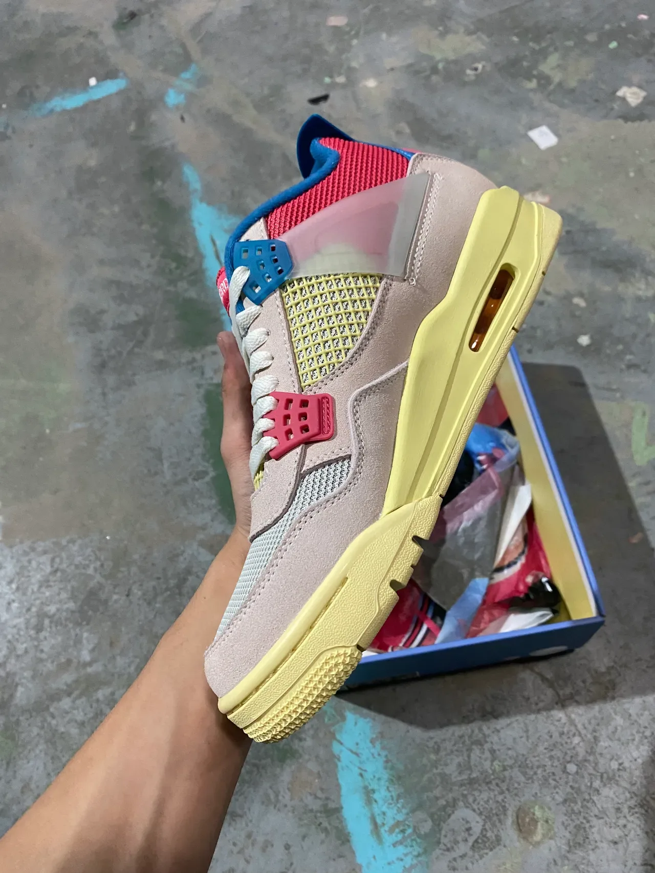 Nike Air Jordan 4 Beige Yellow Red Blue sneakers lifestyle 4