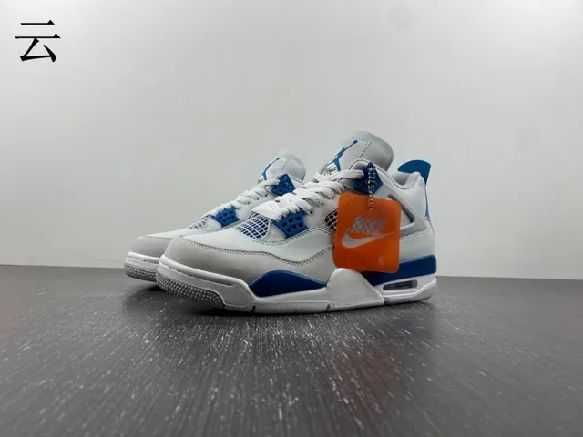 Nike Air Jordan 4 Light Gray and Royal Blue Basketball Shoes 2