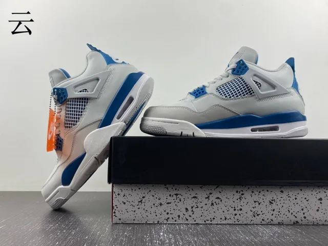 Nike Air Jordan 4 Light Gray and Royal Blue Basketball Shoes 4
